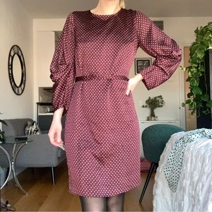 NWOT VINCE CAMUTO Burgundy Silk Print Dress